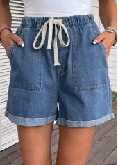 Drawastring Pocket High Waisted Denim Shorts