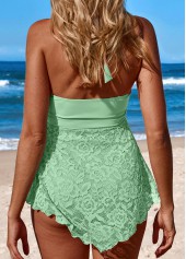 Mid Waisted Lace Light Green Tankini Set