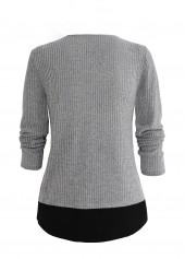 Light Grey Marl Plus Size Fake Two Piece Twinset