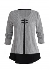 Light Grey Marl Plus Size Fake Two Piece Twinset