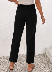 Bowknot Elastic Waist High Waisted Black Pants