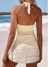 Mid Waisted Lace Beige Tankini Set