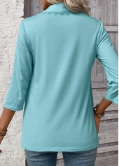 Lace Mint Green 3/4 Sleeve Fake Two Piece Twinset