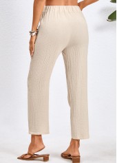 Pocket Drawastring Beige High Waisted Pants