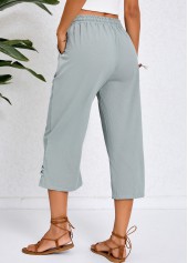 Pocket Grey Elastic Waist Bowknot Pants