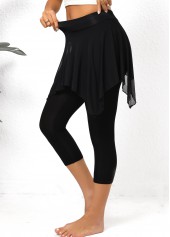 Mesh Black Elastic Waist High Waisted Skinny Pants