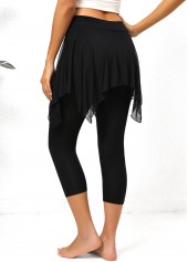 Mesh Black Elastic Waist High Waisted Skinny Pants