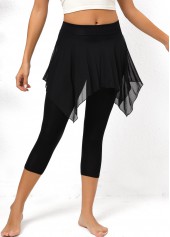 Mesh Black Elastic Waist High Waisted Skinny Pants