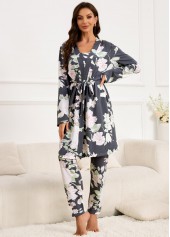 Dark Grey Long Sleeve Lounge Top and Pants