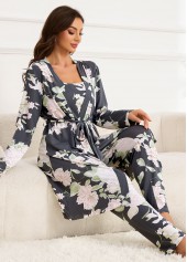 Dark Grey Long Sleeve Lounge Top and Pants