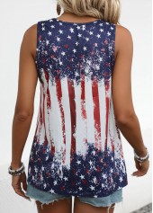American Flag Cut Out Multi Color Sleeveless Tank Top