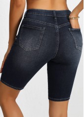 Button Black High Waisted Denim Shorts