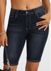 Button Black High Waisted Denim Shorts