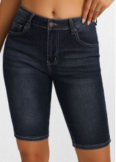 Button Black High Waisted Denim Shorts