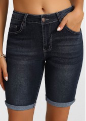 Button Black High Waisted Denim Shorts