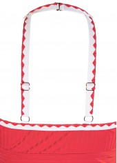 Marine Life Print Contrast Binding Coral Tankini Set