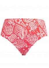 Marine Life Print Contrast Binding Coral Tankini Set