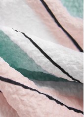 White Plus Size Button Striped Half Sleeve Blouse