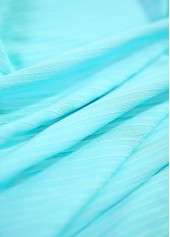 Tropical Plants Print Bowknot Cyan Tankini Set