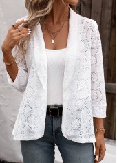 Lace White 3/4 Sleeve Light Cardigan