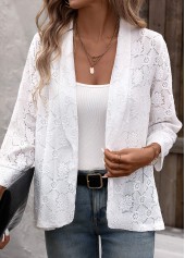 Lace White 3/4 Sleeve Light Cardigan
