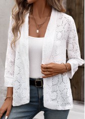 Lace White 3/4 Sleeve Light Cardigan