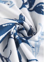 Leaf Print Tummy Coverage White Short Sleeve T Shirt