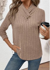 Surplice Gray Brown Long Sleeve T Shirt