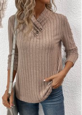 Surplice Gray Brown Long Sleeve T Shirt