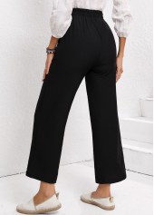 Black Elastic Waist Drawstring High Waisted Pants