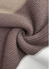 Patchwork Dark Coffee Long Sleeve Round Neck Sweater