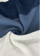 Patchwork Design Long Sleeve Blue Cardigan