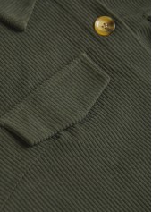 Patchwork Olive Green Sleeveless Shirt Collar Corduroy Waistcoat