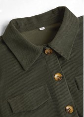 Patchwork Olive Green Sleeveless Shirt Collar Corduroy Waistcoat
