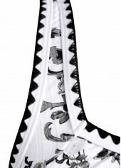 Random Floral Print Drawstring Black One Piece Swimwear