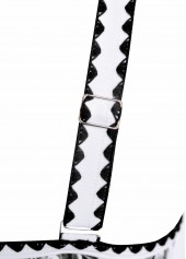 Random Floral Print Drawstring Black One Piece Swimwear