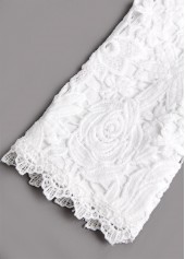 Embroidery White Long Sleeve Round Neck T Shirt