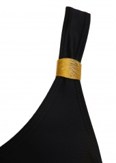 V Neck Lace Black Tankini Set