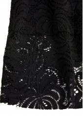 V Neck Lace Black Tankini Set