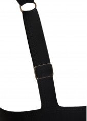 V Neck Lace Black Tankini Set