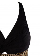 High Waisted Jacquard Black Bikini Set