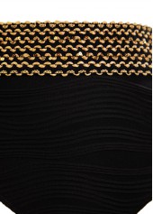 High Waisted Jacquard Black Bikini Set