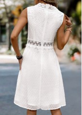 White Patchwork Sleeveless V Neck Dress