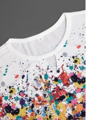 Ombre Cut Out White Long Sleeve T Shirt