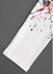 Ombre Cut Out White Long Sleeve T Shirt