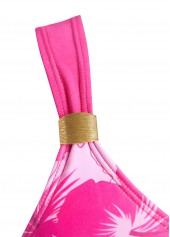 Floral Print Patchwork Hot Pink Tankini Set