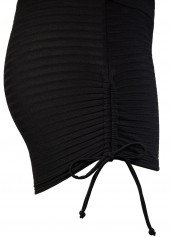 Ruched Square Neck Black Tankini Set