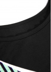 Geometric Print Patchwork Black Short Sleeve T Shirt