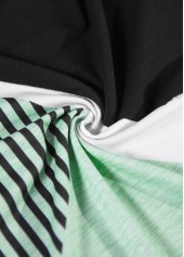 Geometric Print Patchwork Black Short Sleeve T Shirt