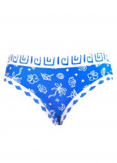 Mid Waisted Floral Print Cut Out Blue Tankini Set